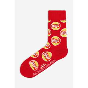 H&M Socken mit Motiv Rot/Lay's in Größe 37/39. Farbe: Red/lay's