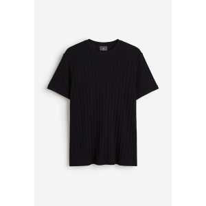H&M T-Shirt in Pointellestrick, Regular Fit Schwarz Größe S. Farbe: Black