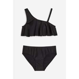 H&M Volantbikini Schwarz, Bikinis in Größe 134/140. Farbe: Black