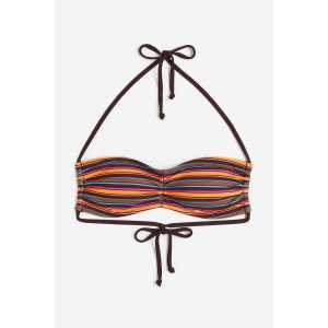 H&M Wattiertes Bandeau-Bikinitop Braun/Gestreift, Bikini-Oberteil in Größe 40. Farbe: Brown/striped