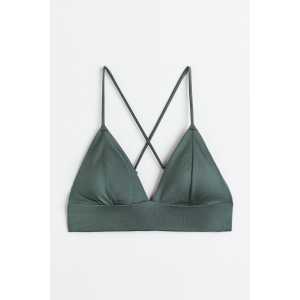 H&M Wattiertes Bikinitop Khakigrün, Bikini-Oberteil in Größe 36. Farbe: Khaki green 025