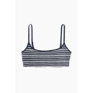 H&M Wattiertes Bikinitop Marineblau/Gestreift, Bikini-Oberteil in Größe 44. Farbe: Navy blue/striped