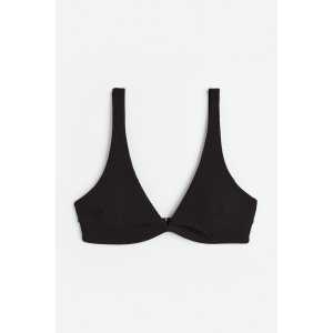 H&M Wattiertes Bikinitop Schwarz, Bikini-Oberteil in Größe 36. Farbe: Black