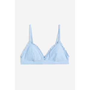 H&M Wattiertes Triangel-Bikinitop Hellblau, Bikini-Oberteil in Größe 36. Farbe: Light blue