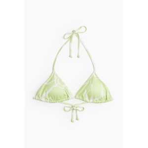 H&M Wattiertes Triangel-Bikinitop Limegrün/Geblümt, Bikini-Oberteil in Größe 44. Farbe: Lime green/floral