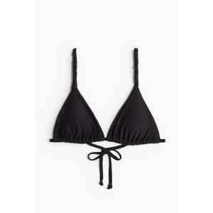 H&M Wattiertes Triangel-Bikinitop Schwarz, Bikini-Oberteil in Größe 46. Farbe: Black