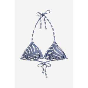 H&M Wattiertes Triangel-Bikinitop Taubenblau/Gemustert, Bikini-Oberteil in Größe 44. Farbe: Pigeon blue/patterned
