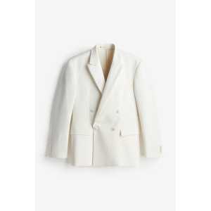 H&M Zweireihige Smokingjacke in Regular Fit Weiß, Sakkos Größe 60. Farbe: White