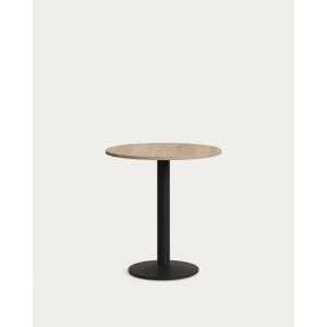 Kave Home - Esilda runder Tisch Melamin naturfarben Metallbein mit schwarzer Lackierung Ø70x70 cm