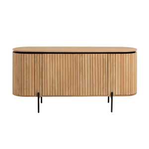 Kave Home - Licia Sideboard mit 4 Türen aus massivem Mangoholz und Metall in Schwarz 170 x 80 cm