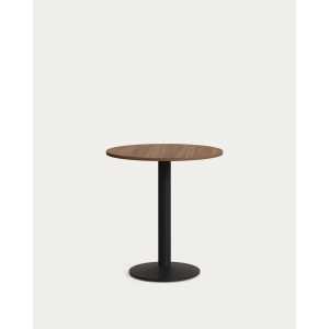 Kave Home - Runder Tisch Esilda Melamin nussbaumfarben Metallbein mit schwarzer Lackierung Ø70x70 cm