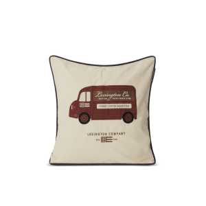 Lexington Coffee Truck Kissenbezug 50x50 cm Baumwolltwill Beige-braun