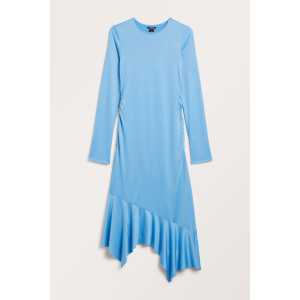 Monki Asymmetrisches Kleid mit langen Ärmeln Hellblau, Alltagskleider in Größe XL. Farbe: Light blue
