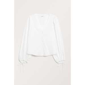 Monki Bluse mit Bündchen zum Binden Weiß, Freizeithemden in Größe L. Farbe: White