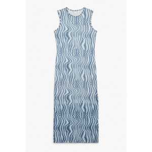 Monki Bodycon-Kleid aus Mesh Verschwommene Streifen, Alltagskleider in Größe XXL. Farbe: Dizzy stripes