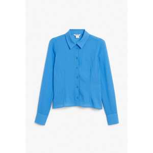 Monki Durchscheinende Bluse mit langen Ärmeln Knallblau, Blusen in Größe M. Farbe: Bright blue