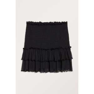 Monki Gesmokter Minirock mit Rüschen Schwarz, Röcke in Größe XL. Farbe: Black