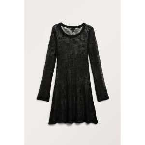 Monki Langärmeliges, locker gestricktes Minikleid Schwarz, Alltagskleider in Größe XL. Farbe: Black