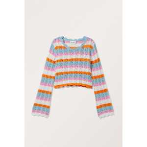 Monki Verkürzter Pullover aus gestrickter Spitze Weiche Streifen in Größe XL. Farbe: Soft stripes