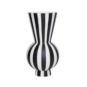 OYOY - Toppu Vase, Ø 14,5 x H 28 cm, weiß / schwarz