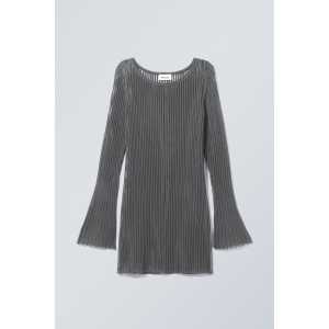 Weekday Durchscheinendes Rippstrick-Minikleid Eleana Dunkelgrau, Alltagskleider in Größe XL. Farbe: Dark grey