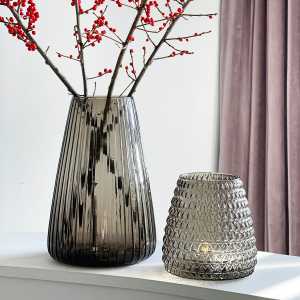 XLBoom - Dim Stripe Vase, large, smoke grey