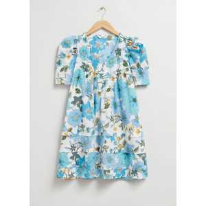 & Other Stories A-Linien-Kleid mit kurzen Ärmeln Hellblau/Blumendruck, Alltagskleider in Größe 38. Farbe: Light blue floral print