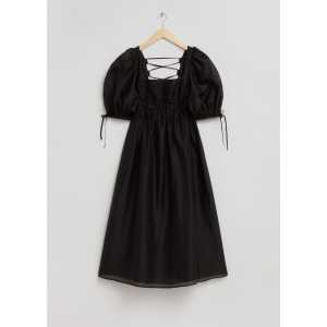 & Other Stories Babydoll-Kleid mit Bindedetails an den Ärmeln Schwarz, Alltagskleider in Größe 32. Farbe: Black