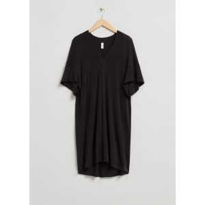 & Other Stories Drapiertes Kleid mit V-Ausschnitt Schwarz, Alltagskleider in Größe XS/S. Farbe: Black
