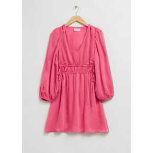 & Other Stories Kleid mit V-Ausschnitt und Kordelzug Rosa, Alltagskleider in Größe 32. Farbe: Pink