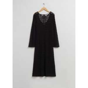 & Other Stories Pointelle-Strick-Kleid mit Rückenschnürung Schwarz, Alltagskleider in Größe XS. Farbe: Black