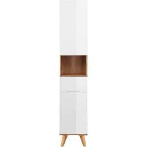 andas Hochschrank Lund Badschrank skandinavisches Design mit viel Stauraum Badmöbel, 2 Türen und 1 Schublade, Breite 35cm