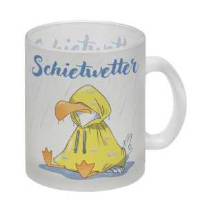 speecheese Tasse Möwe Glas Tasse mit Spruch Schietwetter