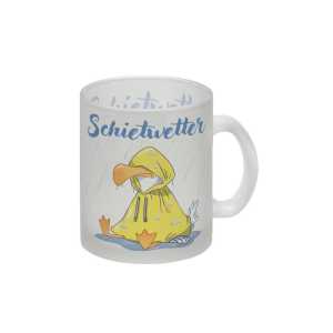 speecheese Tasse Möwe Glas Tasse mit Spruch Schietwetter