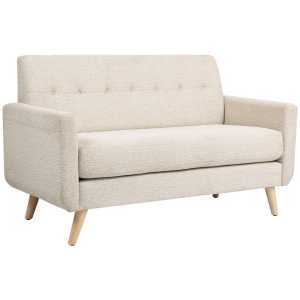 2 Sitzer Sofa, Couch mit Dickem Sitz- und Rückenkissen, Samtoptik, Beige