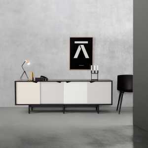 Andersen Furniture - S1 Sideboard, Eiche geölt/ Türen Doeskin (beige), Iron (metallgrau), Silver (silber weiß), Iron (metallgrau)