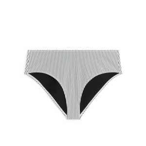 Arket Bikinihose aus Seersucker Schwarz/weiß gestreift, Bikini-Unterteil in Größe 40. Farbe: Black/white stripe