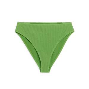 Arket Crinkle-Bikinihose mit mittelhohem Bund Grün, Bikini-Unterteil in Größe 32. Farbe: Green