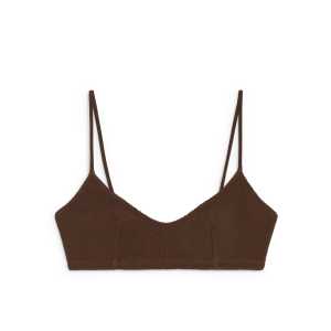 Arket Crinkle-Bikinitop Dunkelbraun, Bikini-Oberteil in Größe 36. Farbe: Dark brown