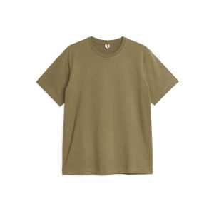 Arket Leichtes T-Shirt Khaki in Größe S. Farbe: green 107