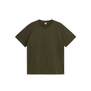 Arket Mittelschweres T-Shirt Dunkelgrün in Größe S. Farbe: Dark green 081