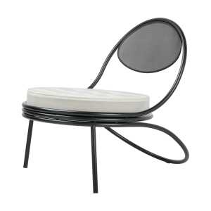 GUBI Copacabana Outdoor Lounge Chair gepolsterter Sitz Leslie stripe limonta 020-schwarze Beine