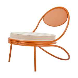 GUBI Copacabana Outdoor Lounge Chair gepolsterter Sitz Leslie stripe limonta 040-international orange