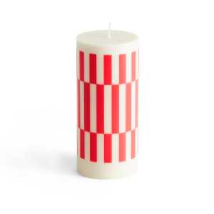 HAY Column Candle Blockkerze small 15cm Off white-red
