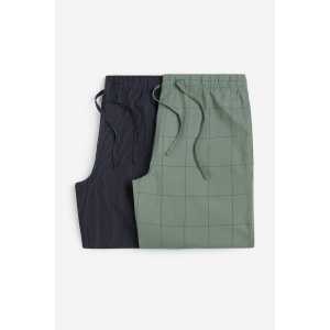H&M 2er-Pack Pyjamahosen Regular Fit Khakigrün/Dunkelblau, Pyjama-Hosen in Größe XS. Farbe: Khaki green/dark blue