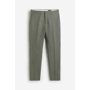 H&M Anzughose aus Leinen in Slim Fit Graugrün, Anzughosen Größe 44. Farbe: Grey-green