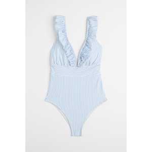 H&M Badeanzug mit wattierten Cups Hellblau/Gestreift, Badeanzüge in Größe 40. Farbe: Light blue/striped 008