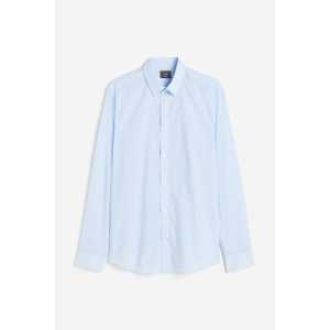 H&M Easy-Iron-Hemd in Slim Fit Hellblau/Gestreift, Elegant Größe S. Farbe: Light blue/striped