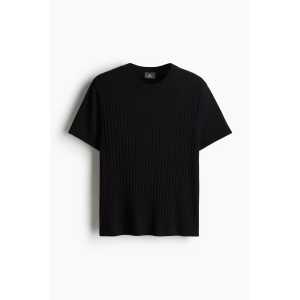 H&M Gestricktes T-Shirt in Regular Fit Schwarz Größe XL. Farbe: Black