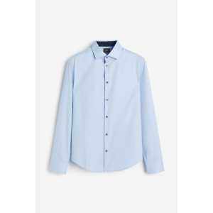 H&M Hemd aus Premium Cotton in Slim Fit Hellblau, Elegant Größe S. Farbe: Light blue 042